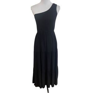 ZCSIA Summer Boho One Shoulder Sleeveless Ruffle Smocked Beach Party Tiered Midi